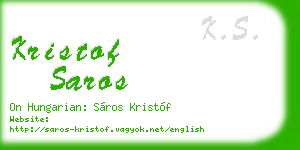 kristof saros business card